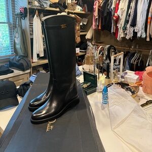 Massimo Dutti leather riding boots, black leather, Size 6.5 US; EUR 37